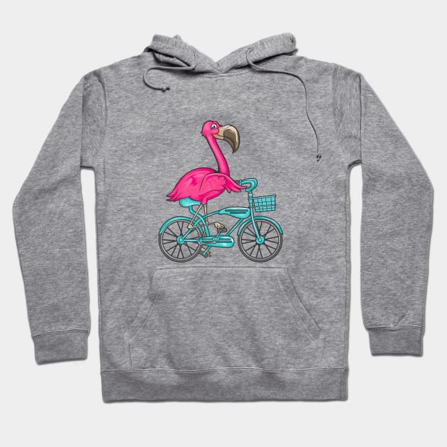 Flamingo Riding A Bicycle Cool Bikers Funny Bike Bird Gift Hoodie by jordanfaulkner02